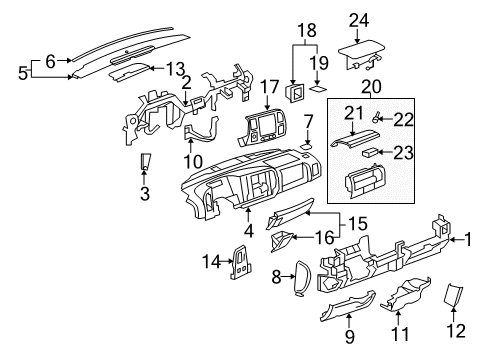 2013 Chevy Silverado 1500 Lower Trim Panel Diagram for 25905535