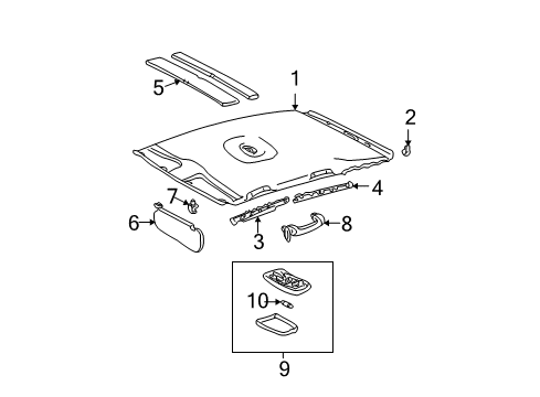 2007 Pontiac Vibe Interior Trim - Roof Diagram 2 - Thumbnail