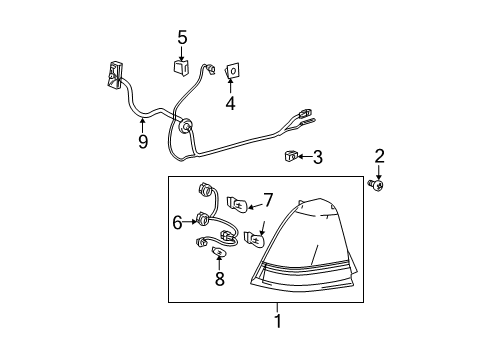 2004 Chevy Malibu Tail Lamp Assembly Lower Retainer Diagram for 15289020