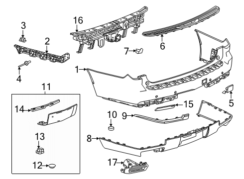 2025 Cadillac Escalade ESV Impact Bar, Front Rear Diagram for 85112463