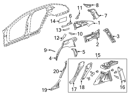 2017 Cadillac CT6 Inner Structure - Quarter Panel Diagram