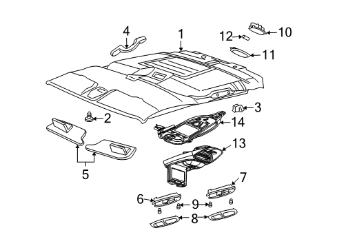 2004 Buick Rainier Headliner Retainer Diagram for 10280777