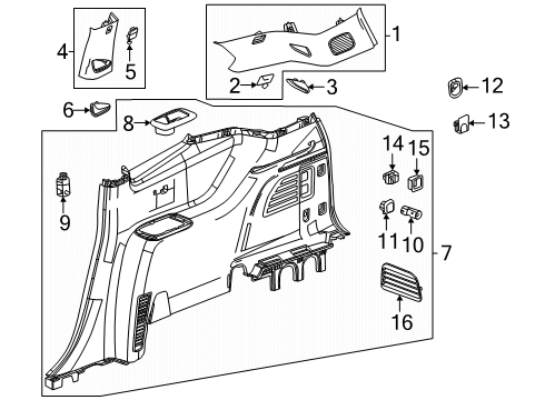 2025 Buick Enclave Interior Trim - Quarter Panels Diagram