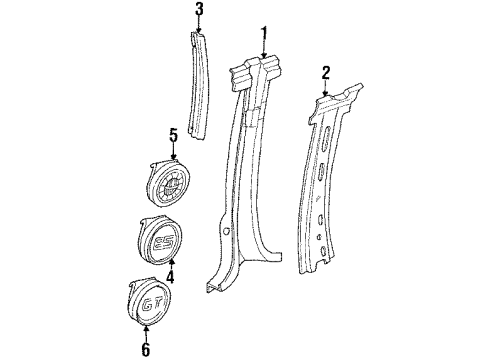 1986 Oldsmobile Cutlass Ciera Center Pillar, Inner Driver Side Diagram for 10245550