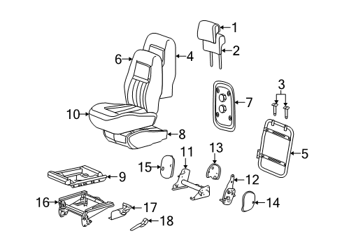 2007 Saturn Relay Seat Back Cover, Gray, Rear Passenger Side Diagram for 19149332