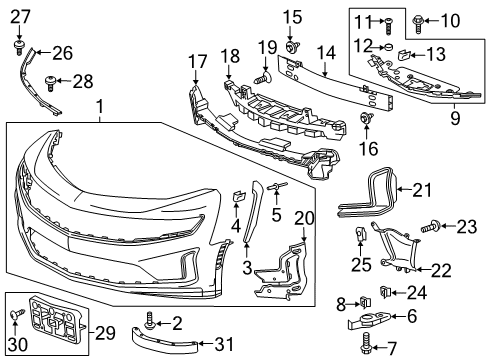2020 Chevy Camaro Bumper & Components - Front Diagram