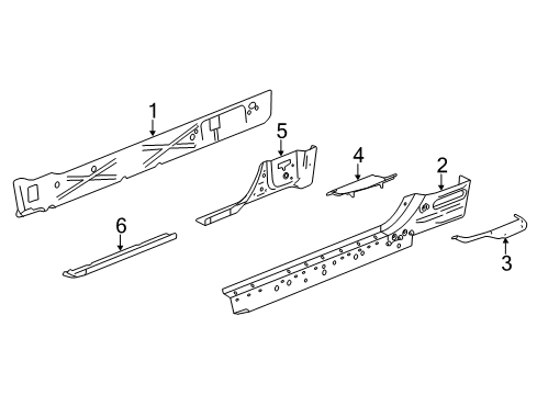 2017 Chevy Silverado 1500 Rocker Reinforcement, Rear Outer Passenger Side Diagram for 23167606