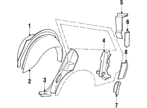 1986 Pontiac Bonneville Inner Components - Quarter Panel Diagram 2 - Thumbnail