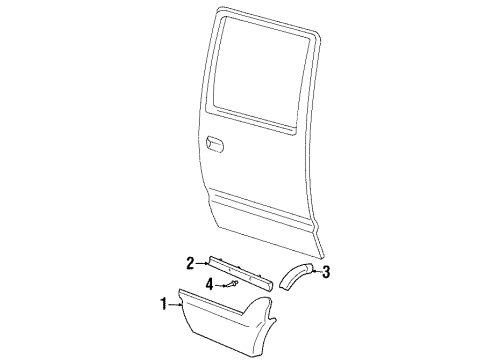 1999 Cadillac Escalade Exterior Trim - Rear Door Diagram