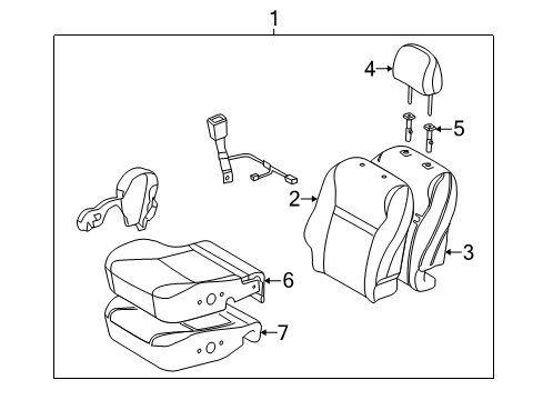 2009 Pontiac Vibe Seat Back Pad, Driver Side Diagram for 19184961