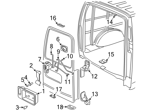 2002 GMC Savana 3500 Back Door - Lock & Hardware Diagram