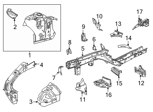 2025 Chevy Equinox Structural Components & Rails Diagram