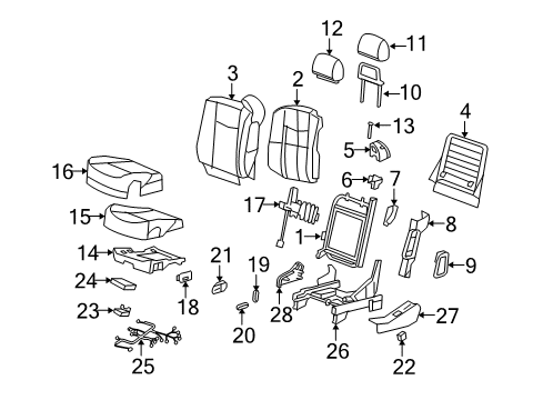 2006 Cadillac SRX Seat Frame, Front Diagram for 88895457