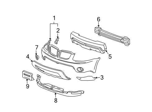2007 Pontiac Torrent Bumper & Components - Front Diagram