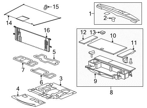 2016 GMC Acadia Storage Tray, Titanium, Rear Diagram for 22944120