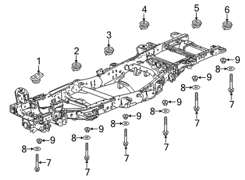 2024 Cadillac Escalade Body Mounting - Frame Diagram