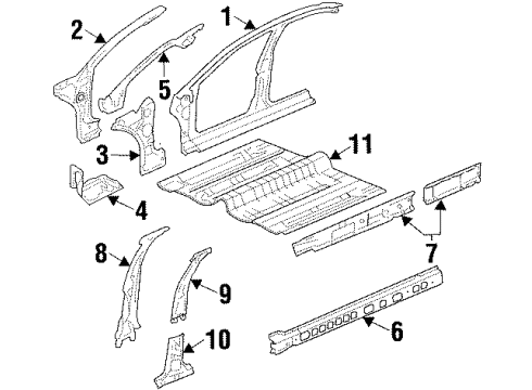 2003 Pontiac Grand Prix Rocker Reinforcement, Outer Driver Side Diagram for 12458991