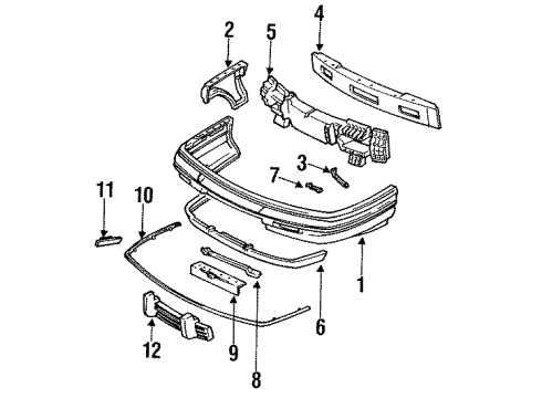 1992 Pontiac Grand Prix Grille, Black; Blue; Red Diagram for 12457763