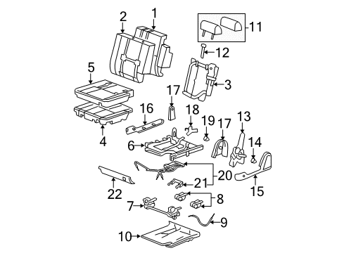 2011 GMC Yukon XL 1500 Seat Back Cover, Rear Diagram for 20963298