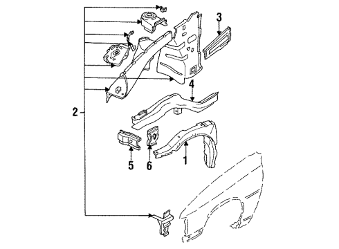 1993 Pontiac LeMans Structural Components & Rails Diagram