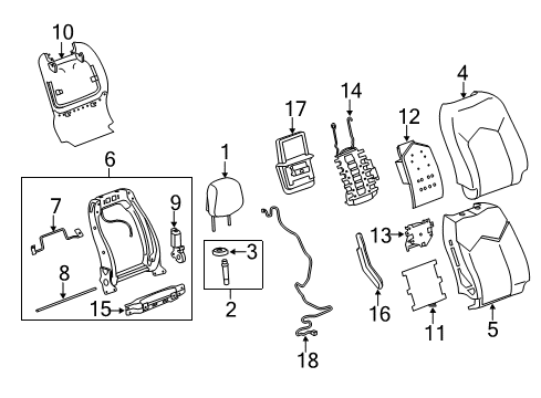 2010 Cadillac SRX Seat Back Pad, Passenger Side Diagram for 25959893