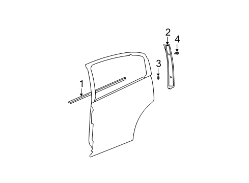 2003 Saturn Ion Belt Weatherstrip, Rear Driver Side Diagram for 15235726