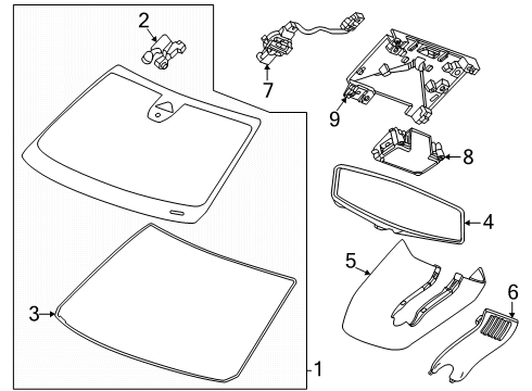 2024 Chevy Silverado EV Glass - Windshield Diagram