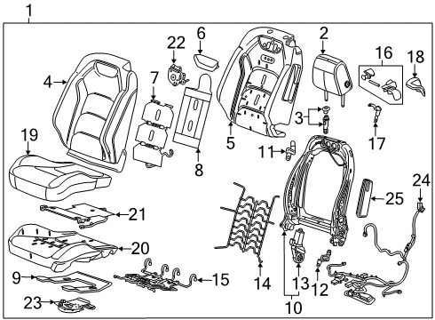 2023 Chevy Camaro Seat Back Frame Bracket, Front Driver Side Diagram for 84945040