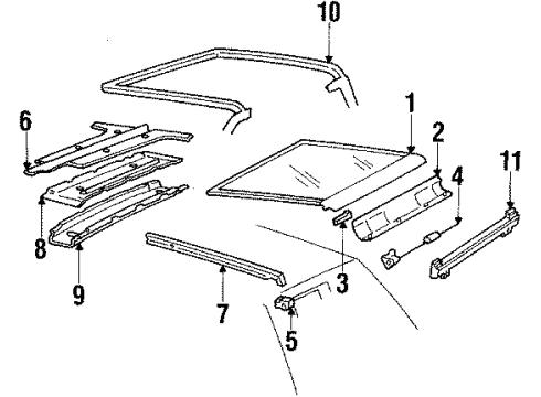 1985 Oldsmobile Cutlass Supreme Glass Retainer, Passenger Side Diagram for 20066415