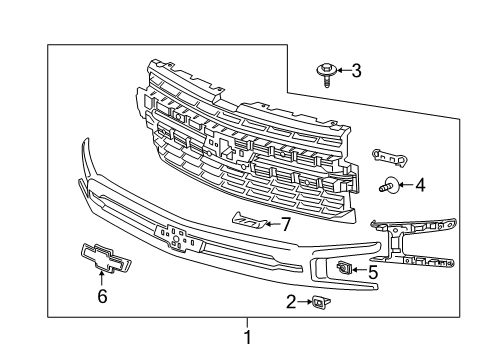 2021 Chevy Silverado 1500 Grille & Components Diagram 4 - Thumbnail