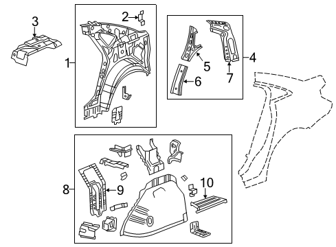 2013 Buick Verano Inner Structure - Quarter Panel Diagram