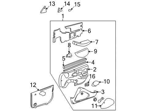 1998 Pontiac Sunfire Water Shield, Driver Side Diagram for 22686539