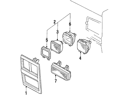 1989 Chevy Blazer Headlamp Components Diagram 2 - Thumbnail