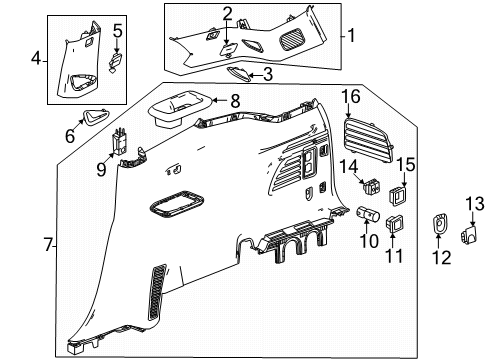 2025 GMC Acadia Compartment-Body Side Rear Trim Panel Stowage *Sheer Gray Diagram for 26489785