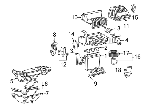 2007 Pontiac G6 A/C Evaporator & Heater Components Diagram
