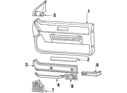 1987 Buick Skylark Lock Pillar Trim, Passenger Side Diagram for 20701072