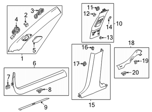 2020 Cadillac CT4 Upper Pillar Trim Clip Diagram for 11602471