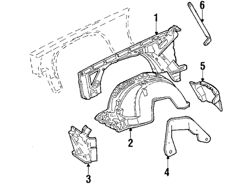 1984 Cadillac DeVille Inner Components - Fender Diagram