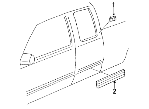 1993 Chevy C2500 Body Side Molding, Black, Rear Diagram for 15531589