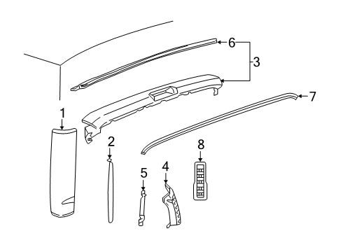 2025 Chevy Express 2500 Exterior Trim - Rear Body Diagram