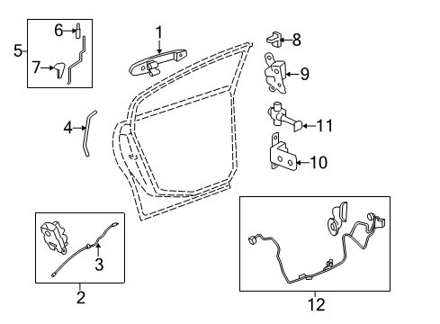 2010 Buick Lucerne Rear Door - Lock & Hardware Diagram
