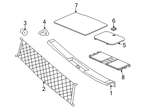 2008 Chevy Trailblazer Cargo Net Retainer Diagram for 11561598