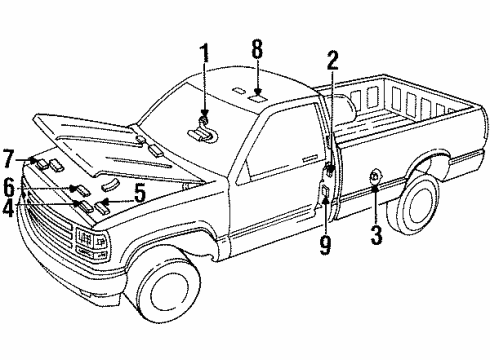1993 Chevy K3500 Information Labels Diagram