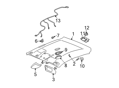 2004 Oldsmobile Alero Visor, Passenger Side Diagram for 22718821