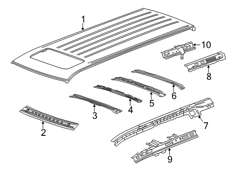 2019 Chevy Suburban Roof & Components Diagram