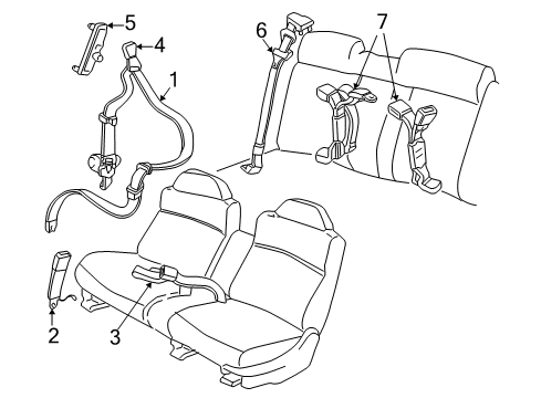 2001 Buick Century Buckle End, Gray, Passenger Side Diagram for 88895103