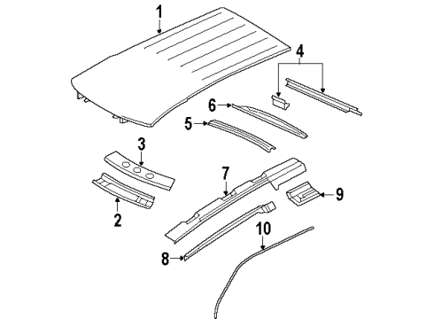 1997 Oldsmobile Silhouette Outer Rail, Passenger Side Diagram for 15865312