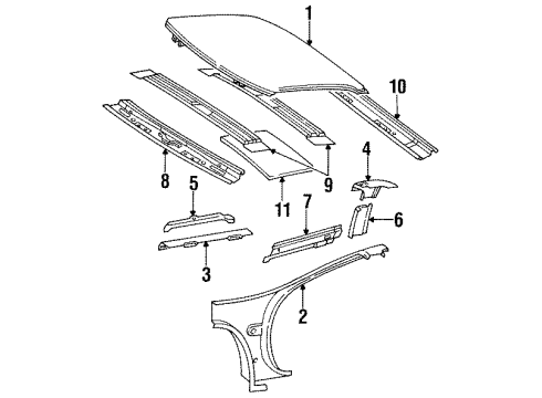 1990 Chevy Lumina Roof Bow Diagram for 10249295