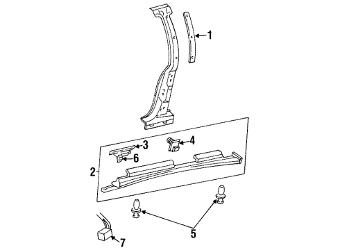 1995 Oldsmobile Aurora Exterior Trim - Pillars Diagram