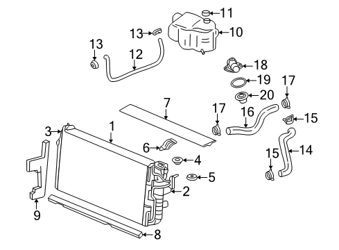 2001 Buick LeSabre Radiator Diagram for 89018545